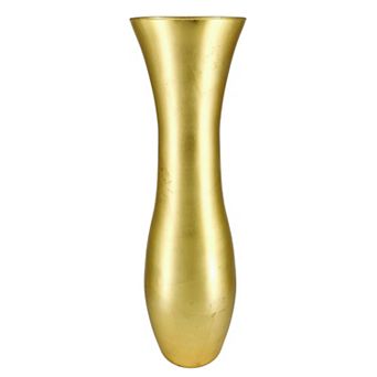 Elegant 28" Handblown Glass Urn Vase with Gold Leaf Detailing
