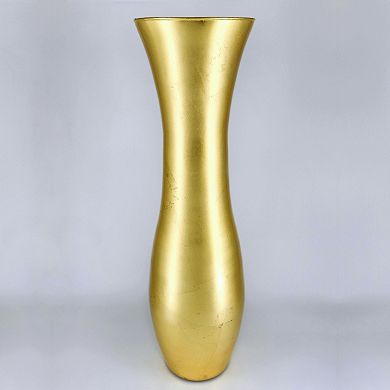 Elegant 28" Handblown Glass Urn Vase with Gold Leaf Detailing
