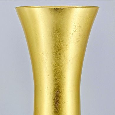 Elegant 28" Handblown Glass Urn Vase with Gold Leaf Detailing
