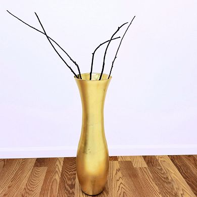 Elegant 28" Handblown Glass Urn Vase with Gold Leaf Detailing