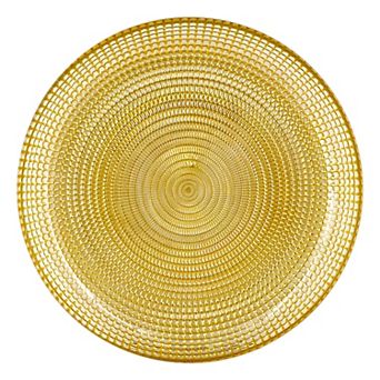 7.75″ Gold Gilded Glass Salad Plate with Swirl Design and Beaded Edge 1 pc