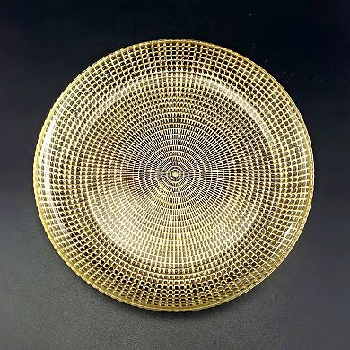 7.75″ Gold Gilded Glass Salad Plate with Swirl Design and Beaded Edge 1 Piece