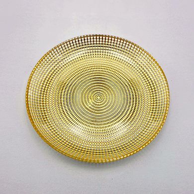 7.75″ Gold Gilded Glass Salad Plate with Swirl Design and Beaded Edge 1 Piece