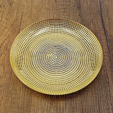 7.75″ Gold Gilded Glass Salad Plate with Swirl Design and Beaded Edge 1 Piece