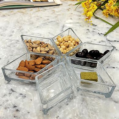 Diamond Shape Clear Mini Serving Dish for Appetizers and Sides - Set of 6
