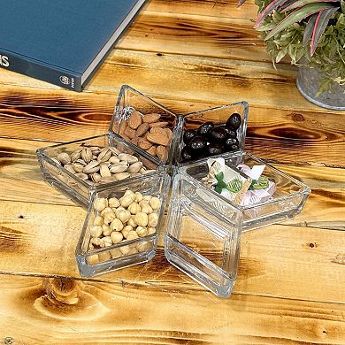 Diamond Shape Clear Mini Serving Dish for Appetizers and Sides - Set of 6