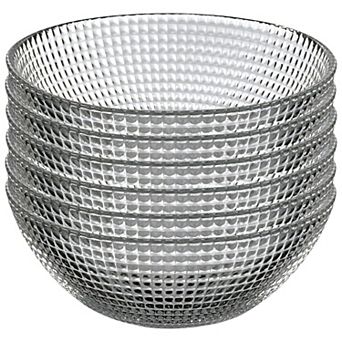 Set of 6 Clear Glass Side Bowls with Swirl Pattern for Snacks and Small Servings