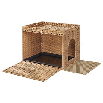 Modern Cat Litter Box Cover, Goose Yellow, Versatile Design for Any Room