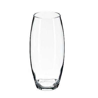 Small Clear Glass Bullet Vase 10" with Oval Shape for Table or Shelf Décor