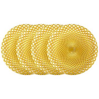 Gold Finish Glass Dinner Plates 10.5" for Meals or Desserts - Set of 4