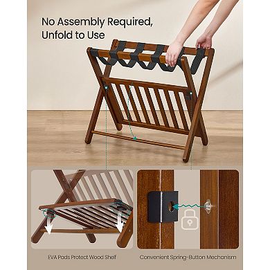 Solid Wood Folding Luggage Rack, No Assembly, for Bedroom or Guest Room