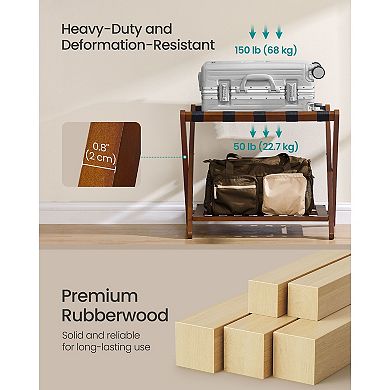 Solid Wood Folding Luggage Rack, No Assembly, for Bedroom or Guest Room