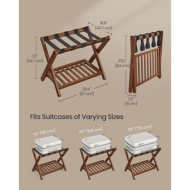 Solid Wood Folding Luggage Rack, No Assembly, for Bedroom or Guest Room