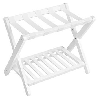 Solid Wood Folding Luggage Rack, No Assembly, for Bedroom or Guest Room