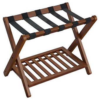 Solid Wood Folding Luggage Rack, No Assembly, for Bedroom or Guest Room