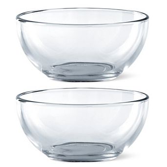 Clear 6" Glass Kitchen Bowls for Mixing, Prep & Everyday Meals - Set of 2