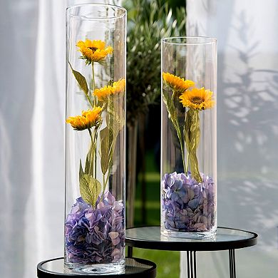 Clear Cylinder Glass Vase 20" for Fresh or Faux Floral Arrangements