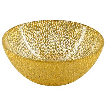 1 pc Round Gold Glass Bowl with Pebble Design for Condiments, Sauces and Snacks