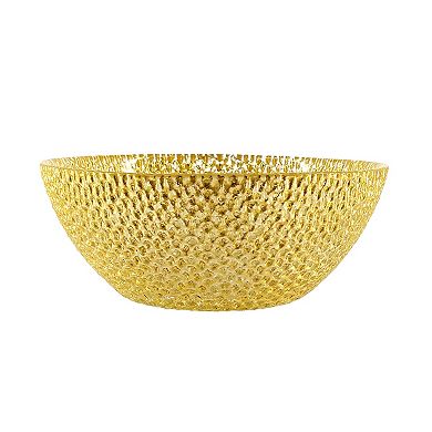 1 Piece Round Gold Glass Bowl with Pebble Design for Condiments, Sauces and Snacks