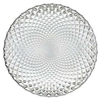 1 pc Clear Glass Salad Plate 7.25-Inch Round with Peacock-Inspired Diamond Pattern