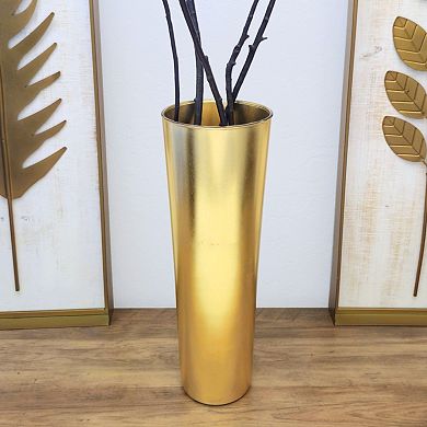 Gold Accent Conical Glass Vase for Mantels, Tables, and Event Displays