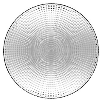 1 pc Clear Glass Soup Plate 8-Inch Round with Swirl Pattern and Beaded Detail