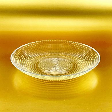 1 Piece Clear Glass Soup Plate 8-Inch Round with Swirl Pattern and Beaded Detail