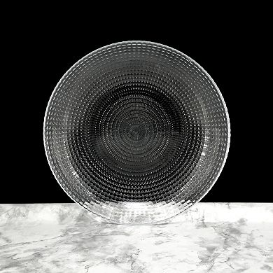 1 Piece Clear Glass Soup Plate 8-Inch Round with Swirl Pattern and Beaded Detail