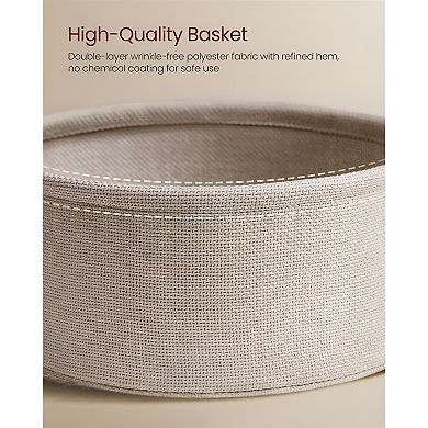 Round Coffee Table with Fabric Storage Basket for Living Room or Family Space - Matte White