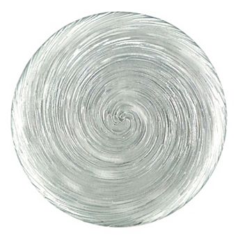 Gilded Glass Dinner Plate in Silver, 10.75-Inch Round Vortex Design for Dinner or Dessert 1 pc