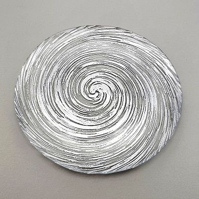 Gilded Glass Dinner Plate in Silver, 10.75-Inch Round Vortex Design for Dinner or Dessert 1 Piece