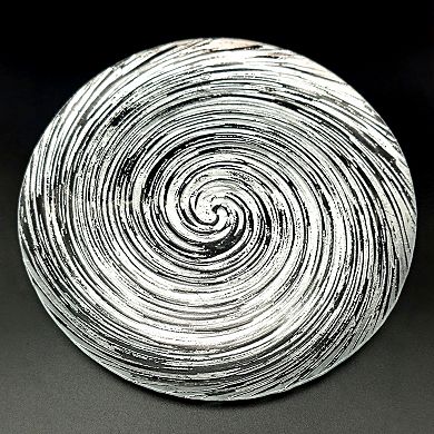 Gilded Glass Dinner Plate in Silver, 10.75-Inch Round Vortex Design for Dinner or Dessert 1 Piece