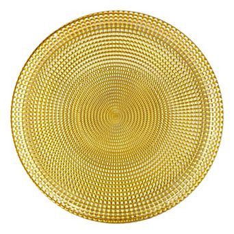 Gilded Glass Dinner Plate in Gold, 10.75-Inch Round Serving Plate 1 pc
