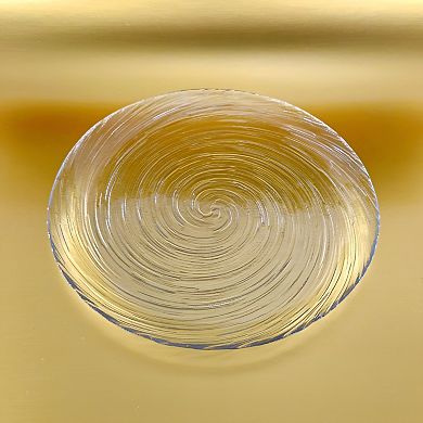 Clear Glass Plate Set of 4 for Dinner and Serving, 10.75-Inch Vortex Pattern