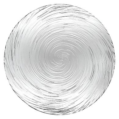 Clear Glass Plate Set of 4 for Dinner and Serving, 10.75-Inch Vortex Pattern