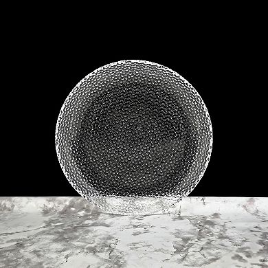 Clear Glass Salad Plate Set of 6, 7.5-Inch Round Pebble Pattern