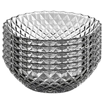 Set of 6 Clear Glass Side Bowls with Diamond Texture for Snacks, Sauces and Small Portions