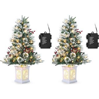 2 pc 3FT Snow Flocked Christmas Tree 78 Warm LEDs 8 Modes