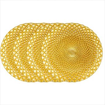 Glass Salad Plate 7.25" in Gold for Appetizers or Sweets - Set of 4