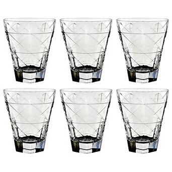 Clear Glass Tumbler Set 6-Pack Diamond Pattern Drinking Glasses