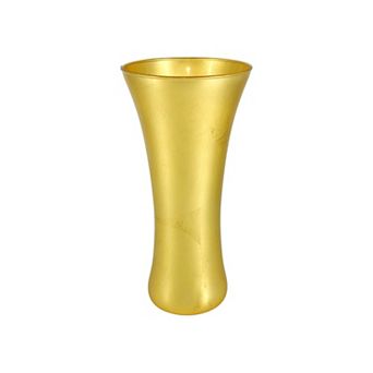 Gold Accent Flared Glass Vase for Centerpieces and Table Displays