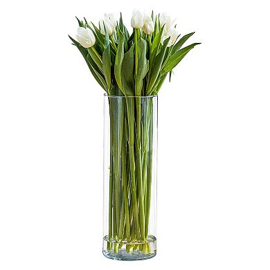 Clear Glass Vase 12" for Coffee Tables, Mantels, and Centerpieces