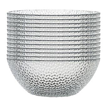 Set of 12 Clear Glass Side Bowls with Pebble Texture for Snacks, Sides and Small Servings