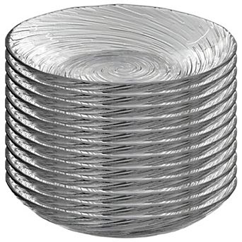 8-Inch Clear Glass Soup and Salad Plate Set of 12 with Textured Vortex Swirl and Stackable Shape