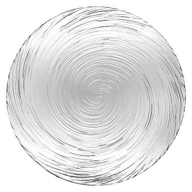 Clear Glass Plate Set of 12 for Dinner and Serving, 10.75-Inch Vortex Pattern