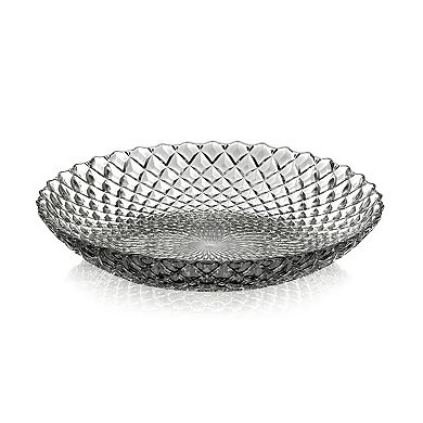 Clear Glass Soup Plate with Diamond Peacock-Inspired Pattern, 8-Inch Round - 1 Piece
