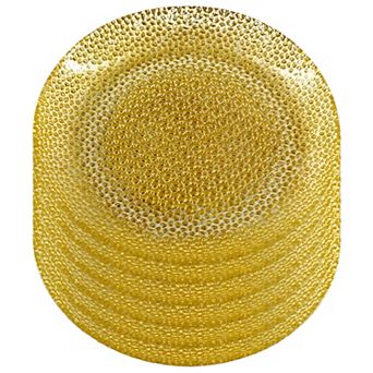 Gilded Glass Salad Plates Set of 6, Gold Pebble Pattern, 7.5-Inch Round for Salads or Appetizers