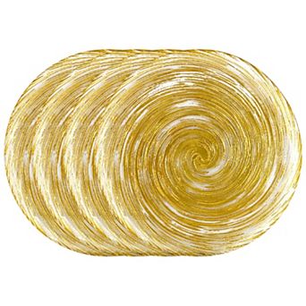 Gilded Glass Dinner Plates Set of 4, Gold Vortex Swirl, 10.75-Inch Round for Dining or Serving