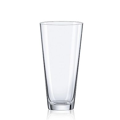 Small Clear Glass Tapered Vase with Rounded Opening