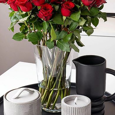 Small Clear Glass Tapered Vase with Rounded Opening